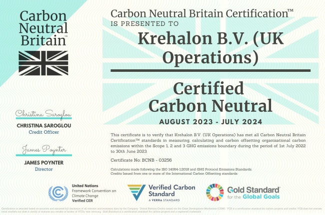 Krehalon UK is certified as a Carbon Neutral Business